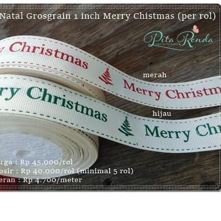 

YMJ GNATL-25 : Pita Natal Grosgrain 1 inch Merry Chrisas (per rol) Best Produk