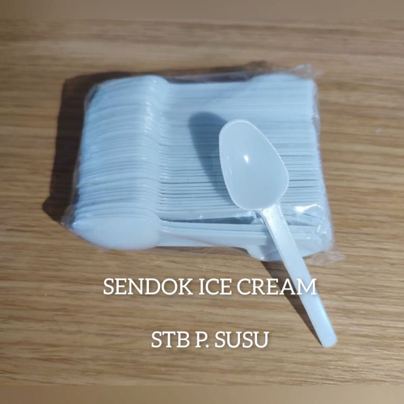 Sendok Teh STB Isi 100pcs / Sendok Ice Cream Pudding Putih Susu Kecil