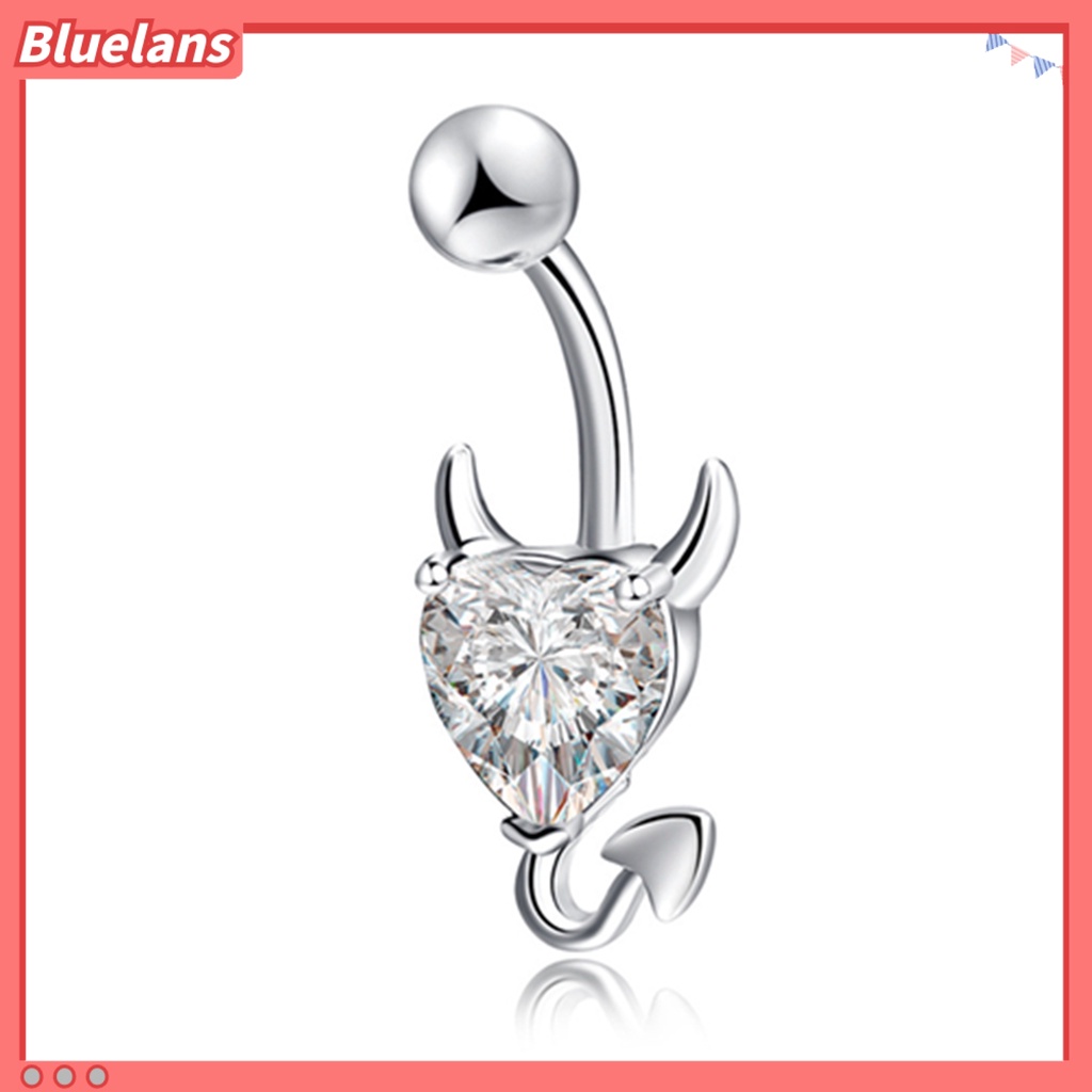 Bluelans Fashion Sexy Heart Shape Navel Belly Button Ring Rhinestone Body Piercing Jewelry