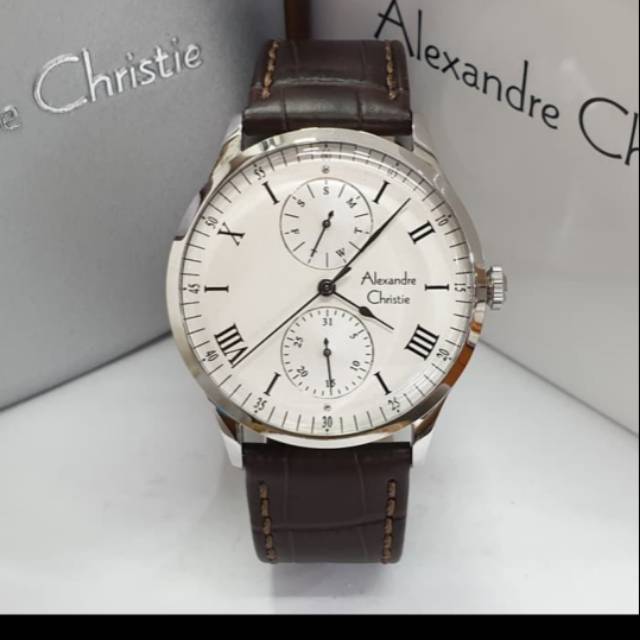 Jam Tangan Pria Alexandre Christie AC 6437 Silver Brown Original