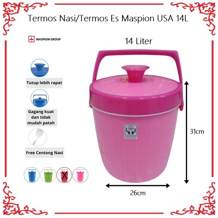 MASPION Ice / Rice Bucket / Tempat Nasi  USA 14 Liter BI 15