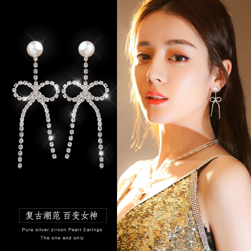 Korea Dongdaemun baru Mutiara Diamond berlian imitasi anting-anting wanita sederhana lucu anting-ant