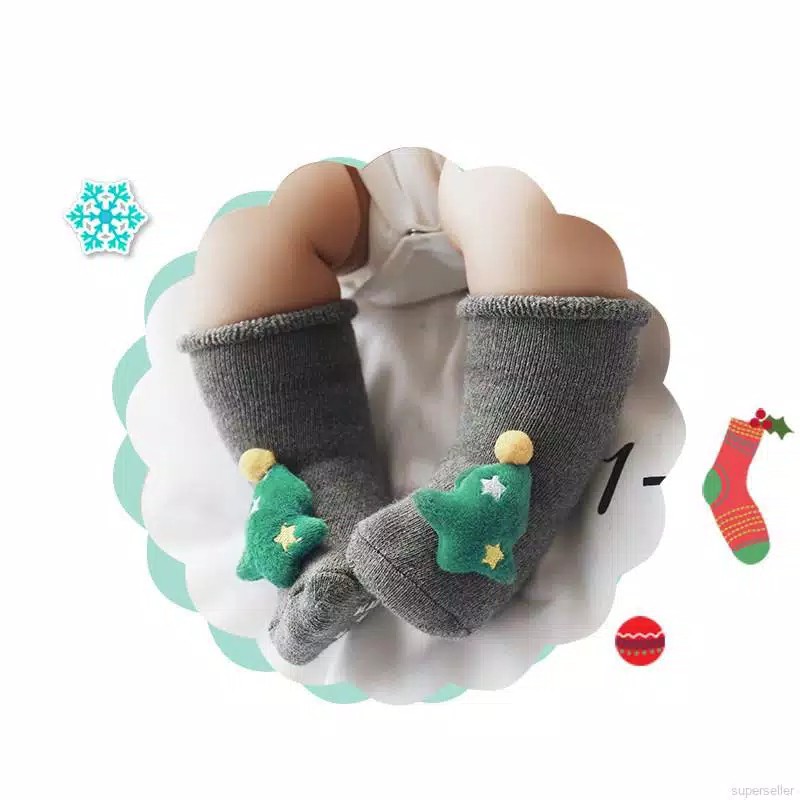 Kaos Kaki Tebal Edisi Natal untuk Bayi Usia 0-3 Tahun Super High Quality