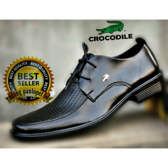 [ CROCODILE ] Hitam | Sepatu Pantofel Santai Casual Kerja Kuliah Pria/Cowok/Mens shoes