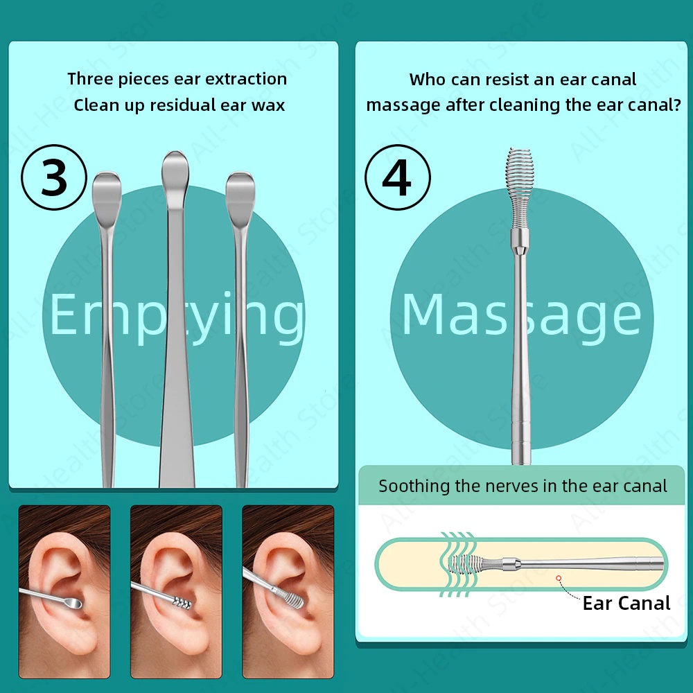 Korek Kuping Set Alat Pembersih Telinga High Quality Ear Wax Picker 6in1 Stainless Steel