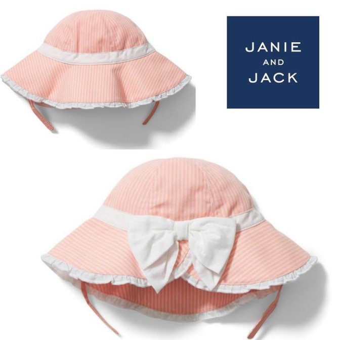 Topi anak Janie and jack bucket hat - bow peach ready size: 0-3m 6-12m