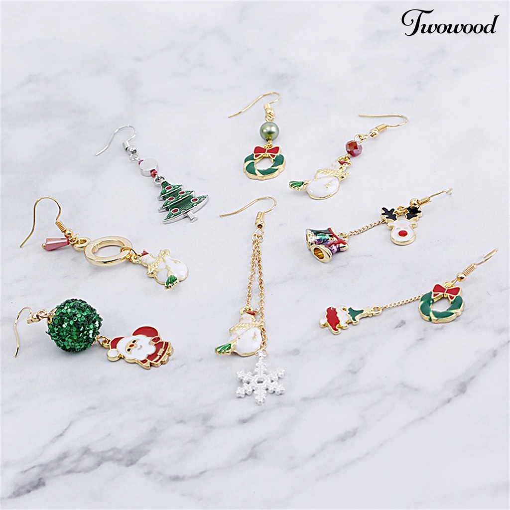 1 Pasang Anting Hook Desain Natal Untuk Anak Perempuan