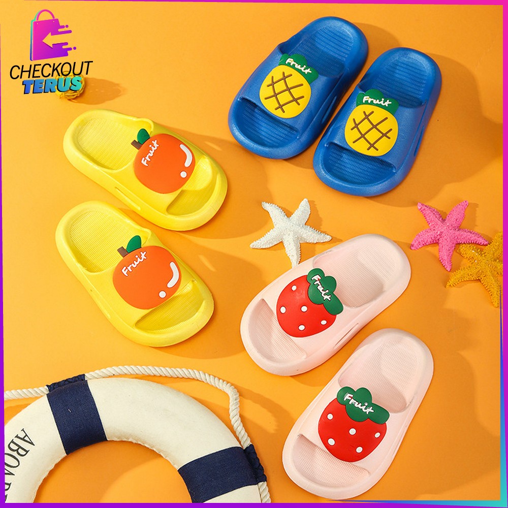 CT S43 Sandal Anak Slip On Motif Buah Selop Karakter Lucu Sendal Anak Perempuan Laki Laki Slippers Kids Cute Baby Import