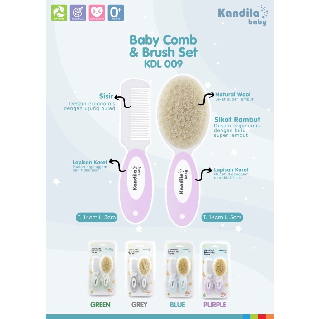 Kandila KDL009 Baby Comb and Brush Set