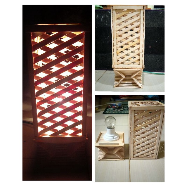 prakarya/kerajinan lampu hiyas terbuat dari stik es krim