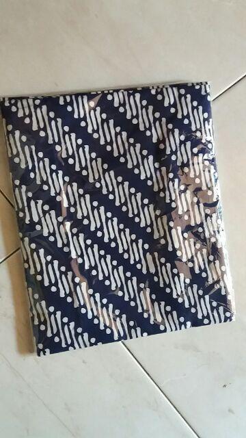 Kain Batik Solo (batik Cap) Motif Parang Kancing Warna Biru Navy Jogja