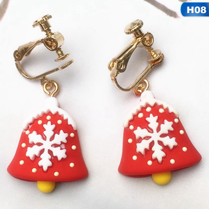 Fancyqube Anting Stud Desain Pohon Natal Santa Claus Untuk Wanita
