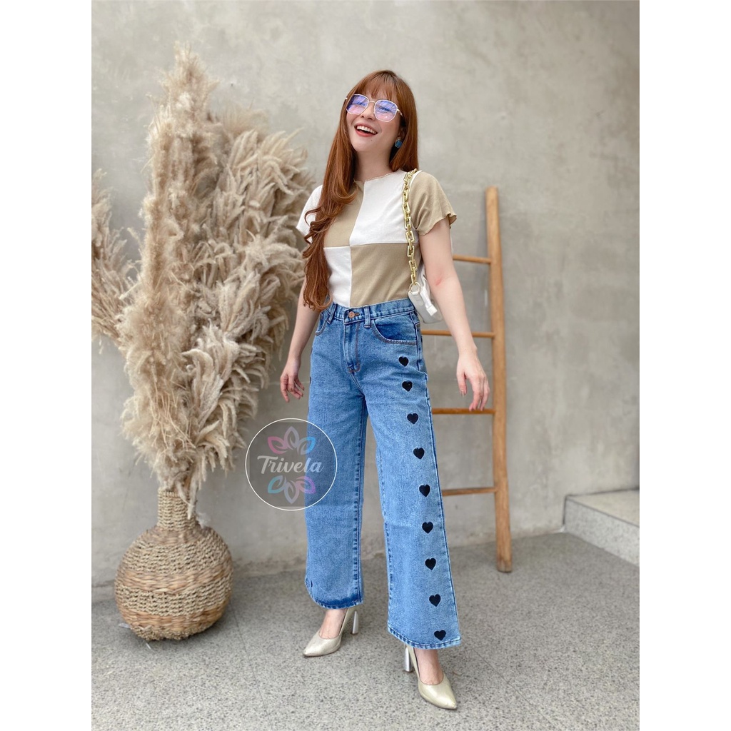 Kulot Jeans Love /. Kulot Jeans Wanita 27-34