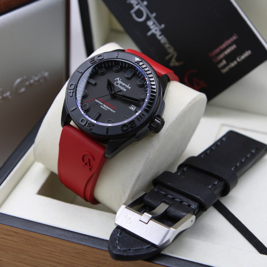 Jam Tangan Alexandre Christie AC 3042 / AC3042  Automatic Red Black Original