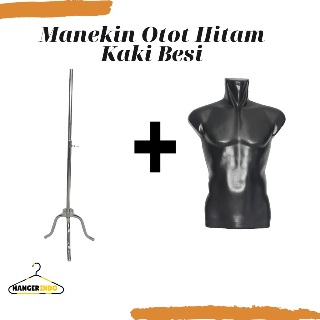 Manekin Otot Hitam Kaki Besi | Manekin Cowok | Patung Display