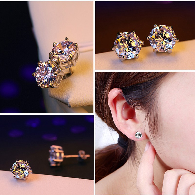 925 anting perak sterling anting-anting wanita dengan perhiasan fashion berlian