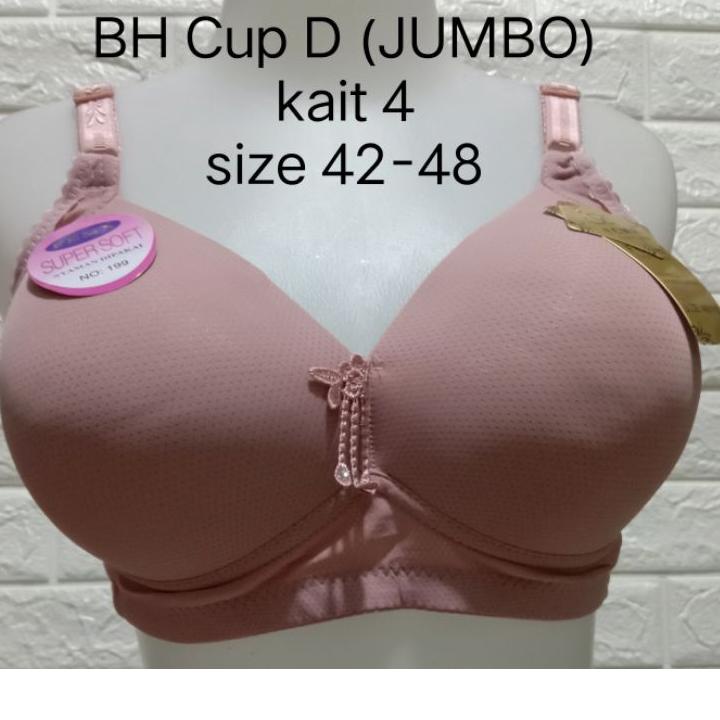 Sale BH FEMA Jumbo CUP D(Besar)(F 199 )251 size 42-48 Hak 4 BRA pakai Spon Tanpa Kawat Dewasa Remaja