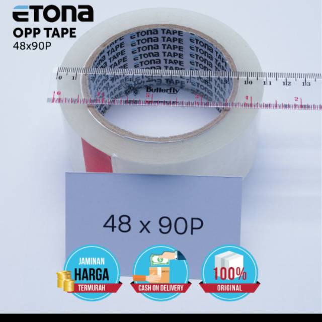 Lakban Bening Etona FULL 2 inches: 48 mm x100yard FULL! Tebal 50 MIKRON