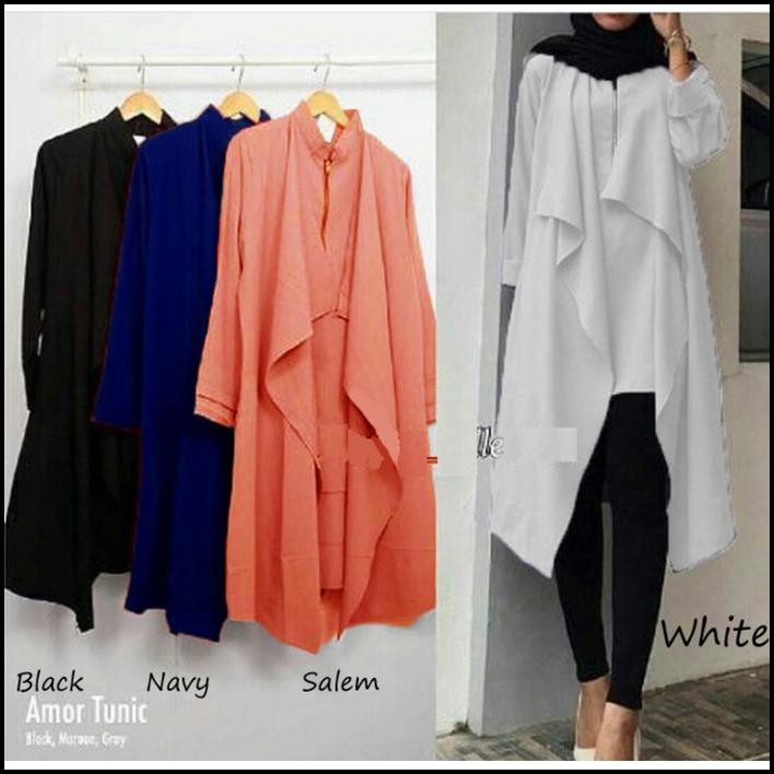 Amor Tunik | Baju Muslim Wanita | Tunik Muslim | Tunik - Putih Harga Grosir Ready Stock
