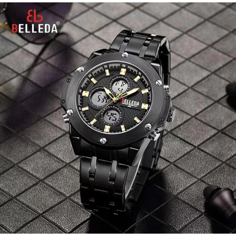 JAM TANGAN PRIA BELLEDA 9021 RANTAI ORIGINAL PRIA ANALOG DAN DIGITAL