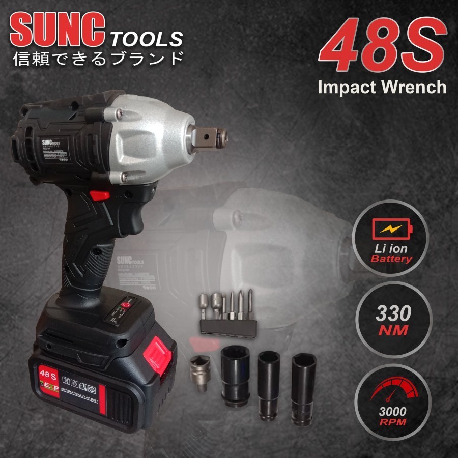 Cordless Impact Wrench 48V Brushless JLD 48S Bor Obeng Kunci 48 Volt 1 Baterai Batere