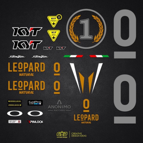 Grosir Stiker / Sticker Helm KYT Full Set Gold Leopard - Dalla Porta 2 Limited