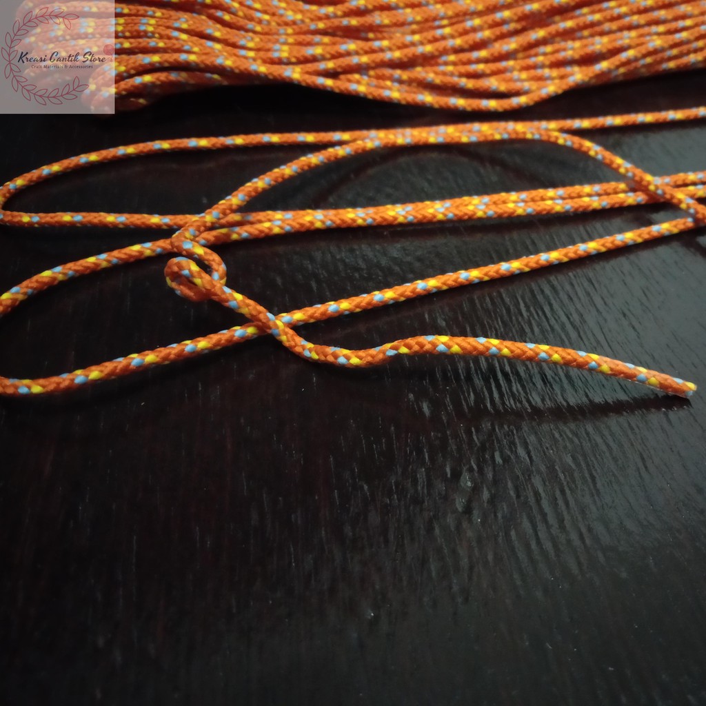 Tali / Tali Gelang / Tali Prusik 2 mm Warna Orange Bercorak Per- Meter