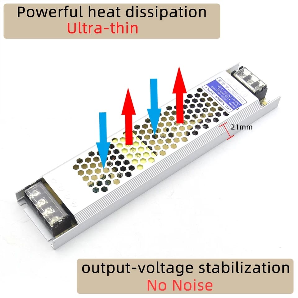 Power Supply Slim Trafo Adaptor 12V Adaptor 12,5/16,7/25A Led Strip