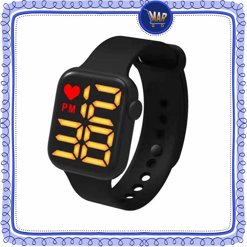 Jam Tangan LED Digital Rubber Jam Tangan Tali Karet-Hitam
