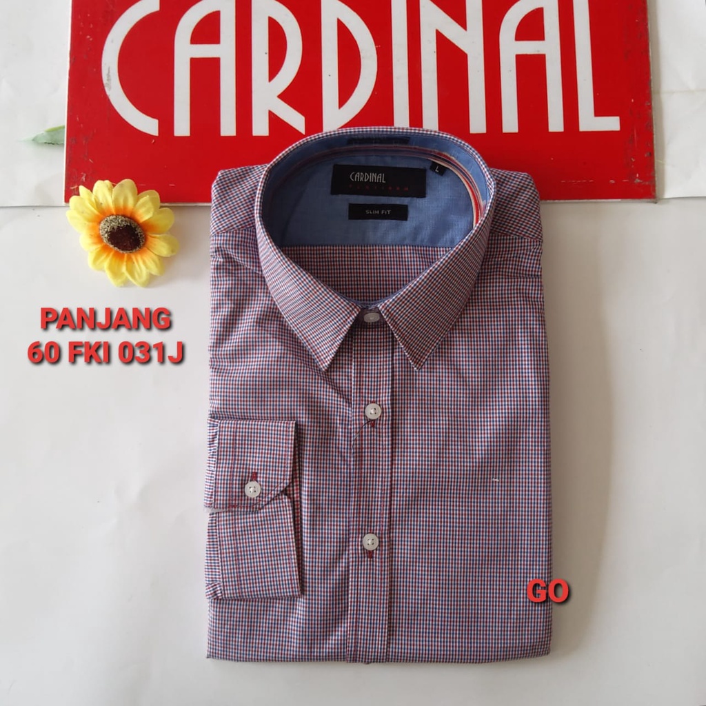 gof XL-2XL CARDINAL KEMEJA FORMAL PANJANG Slimfit Pakaian Kemeja Kerja Pria Kantor Acara Resmi Pakaian Wisuda Kotak-Kotak Garis Original KYIB