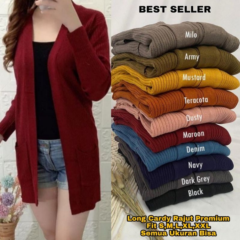 Long Cardy Rajut Premium Cardigan Tebal Wanita