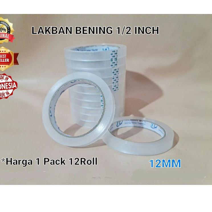 

(NEW STOCK!!) Lakban Bening 1/2inch 90Y (isi 12pcs)24mm 90Y (isi 6pcs )/Isolasi bening 12mm 90y (isi 12pcs),24mm 90Y (isi 6pcs)
