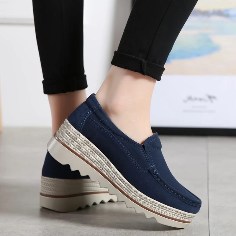 Sepatu Dari Karin sepatu wanita sepatu wedges kasual wanita suede sol 7cm KR-SW0034