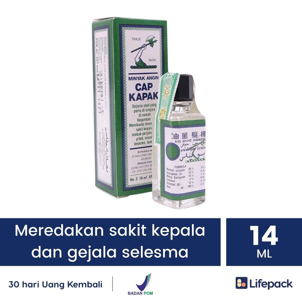 MINYAK ANGIN CAP KAPAK - Obat Pereda Sakit Kepala,  Pilek, dan Keseleo - LIFEPACK-14 ML