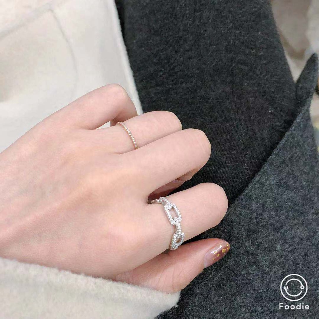 Cincin Rantai Bahan Stainless Steel S925 Untuk Wanita