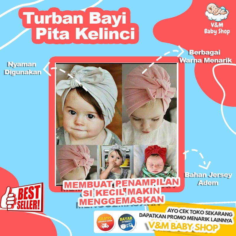 VnM059 | Turban Bayi Pita Kelinci / Turban Anak Bayi Perempuan / Aksesoris Kepala Anak Bayi