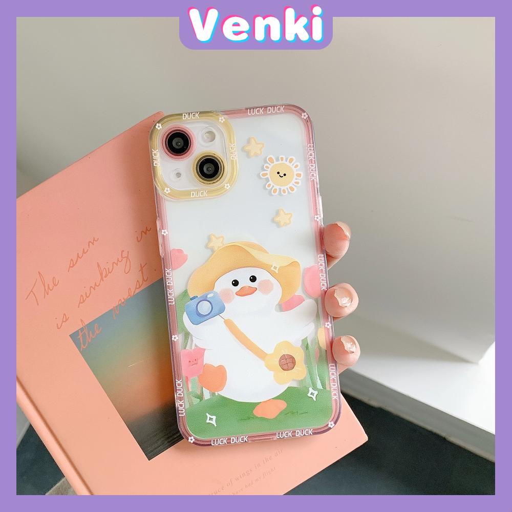 iPhone Case Silicone Soft Case Clear Case Square Edge Shockproof Protection Camera Cartoon Duck Cute Compatible For iPhone 11 iPhone 13 Pro Max iPhone 12 Pro Max iPhone 7 Plus xr