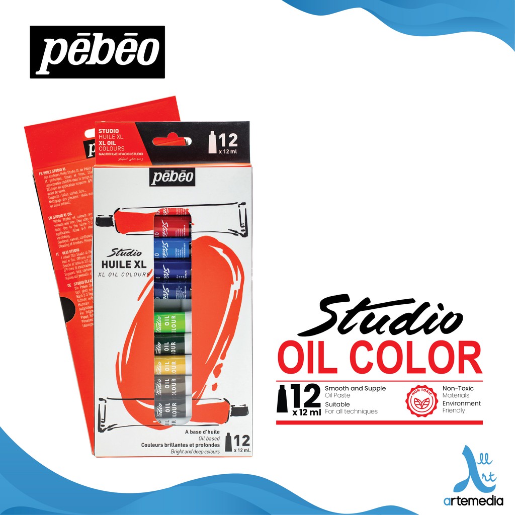 

Pebeo Studio Oil Paint 12 x 12ml Tube | Set Cat Lukis Dasar