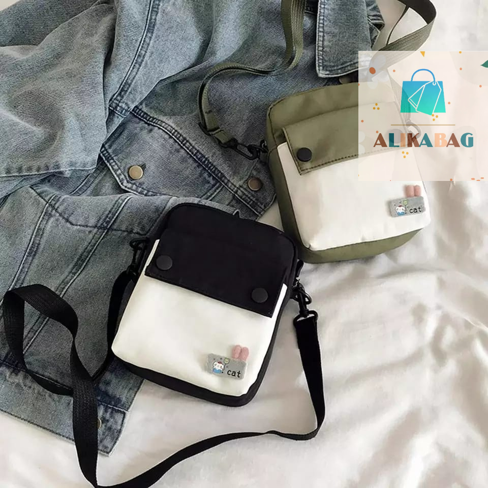 ALIKA BAG - Tas Selempang Wanita Sling Bag Mini Cat cute Untuk Gadis Remaja