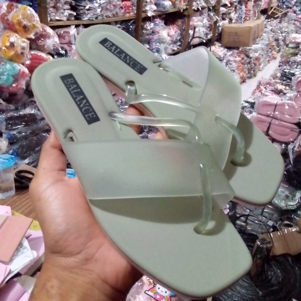 Women's flip flops jelly import Balance 1203-12 size 37-40 Sandal jepit jempol transparan Terlaris