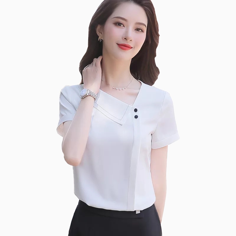 Blus lengan pendek wanita Gaya Korea variasi kancing - XSHOP Zanitha