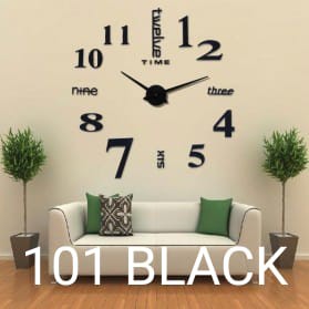 Jam Dinding Besar DIY 3D Giant Diameter 80-130cm Tempel Huruf Hiasan Angka Jumbo Raksasa Unik Aesthetic Minimalis-101 BLACK JUMBO