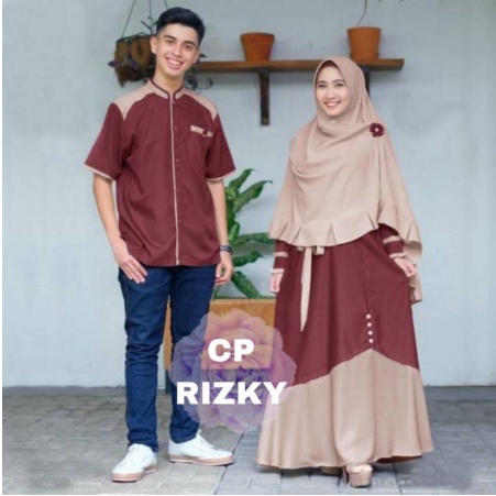 Baju Gamis Couple Keluarga Pasangan Suami Istri Remaja Modern Terbaru 2022 Untuk Lebaran Bahan Moscr