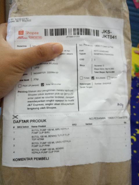 Botol 100 Ml Bening Tutup Flip Top Hitam Minimal 25 Pcs