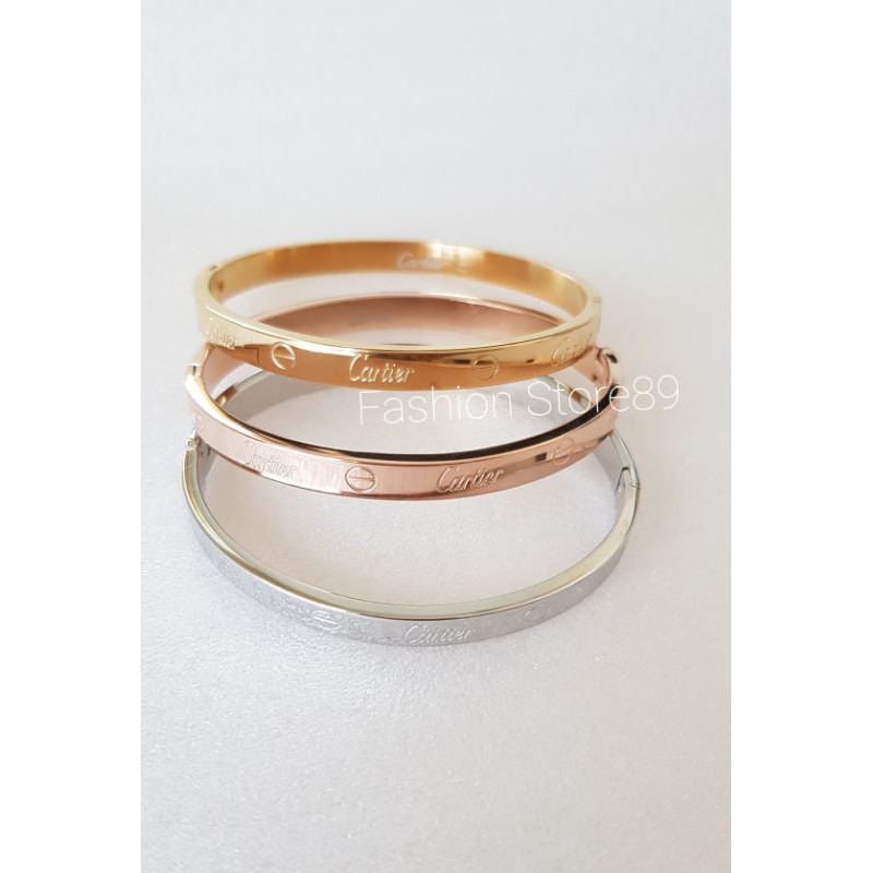 Gelang Bangle CR Titanium import bestseller Antikarat Gold Rosegold white gelang keroncong titanium