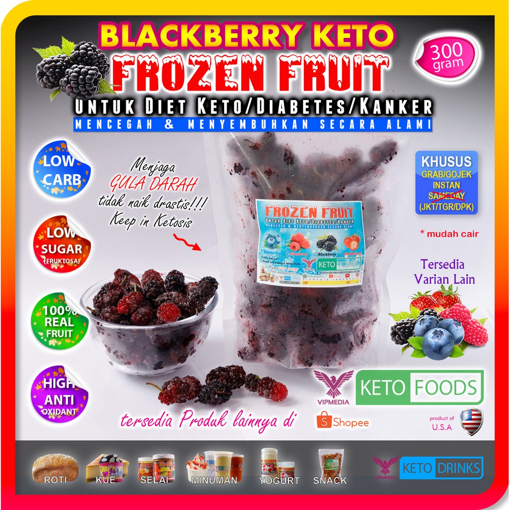 

BLACKBERRY KETO FROZEN FRUIT IMPORT 300 Gram (Plastik Seal)