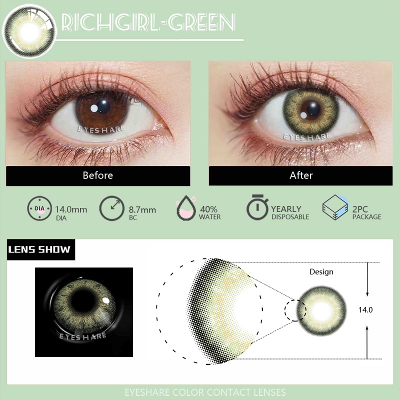 Exoticon Soflen Model Terbaru 2023 COD Fashion Softlens Murah Lensa Kontak Warna Alami Lensa Kontak Hijau - RICH GIRL Natural Eyes