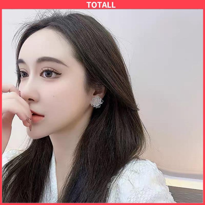 COD Anting Bunga Resin Tiga Dimensi Transparan yang Menyegarkan Stud Telinga Manis Wanita-Totall