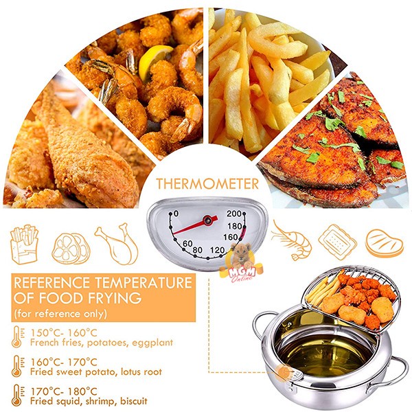 Stainless 2.2L panci Deep Fryer 20Cm w/ termometer Induksi READY