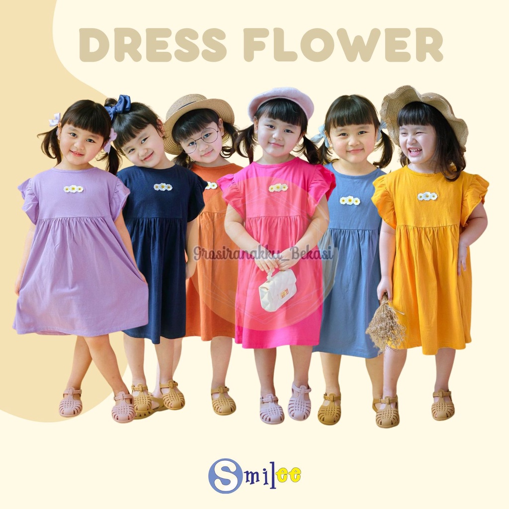 Dress Anak Smilee Flower Mix Warna Size 1-5Th